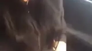La bruna ha mostrato la sua figa in macchina, alzando la gonna più in alto